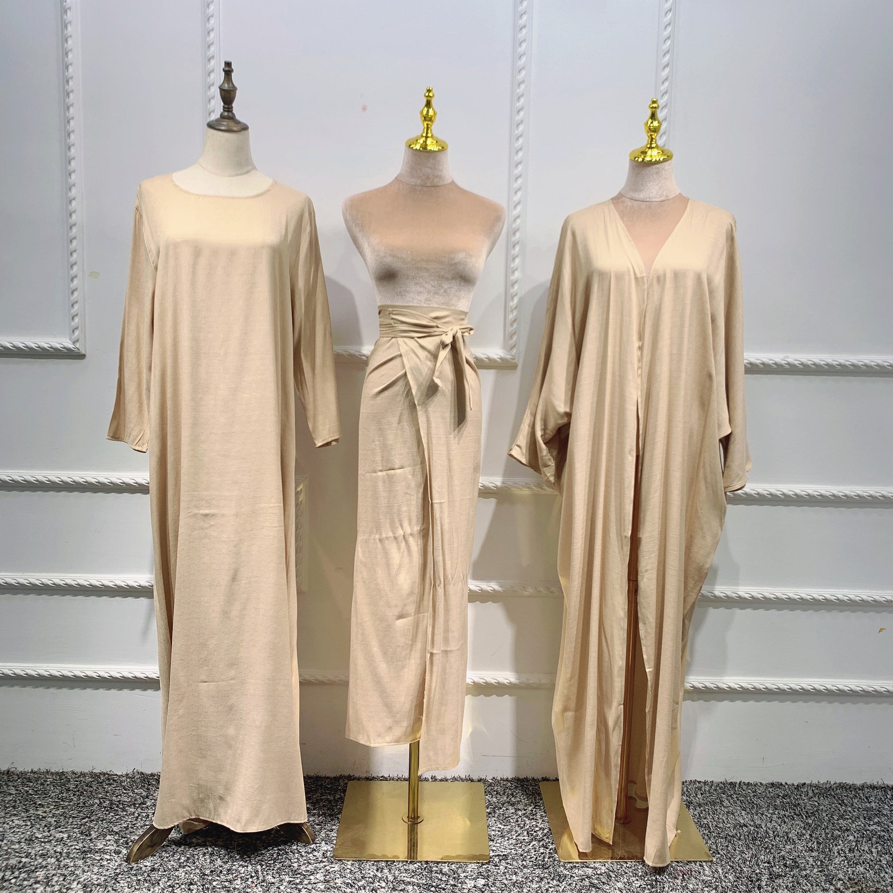 3pcs Abaya Solid Color Set