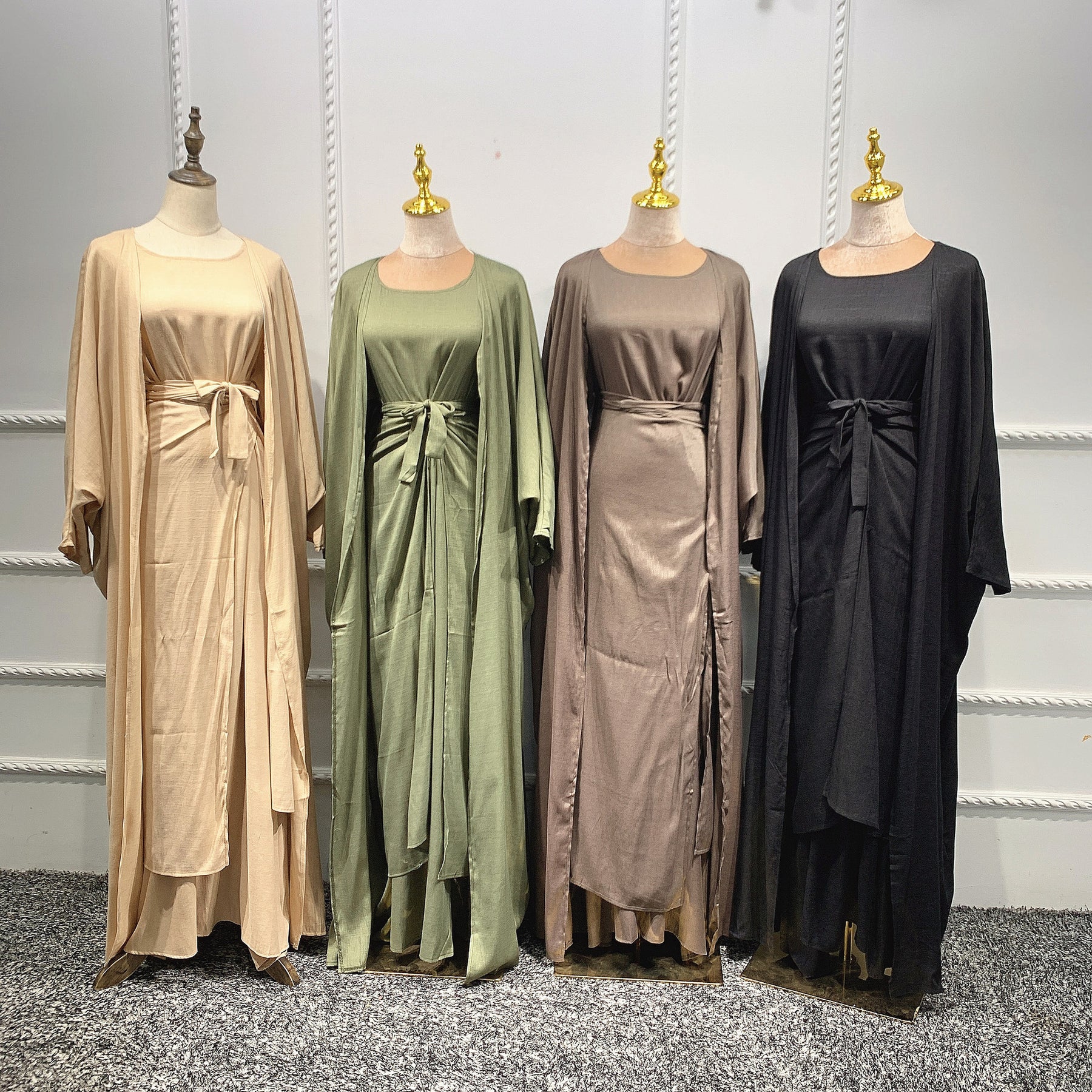 3pcs Abaya Solid Color Set